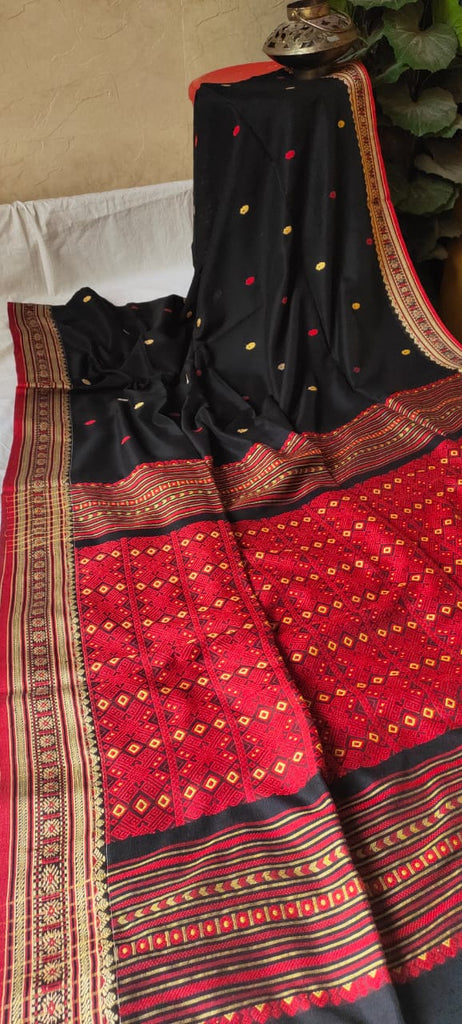 Zynah Pure Organic Khadi(140c) Jamdhani Saree; Custom Stitched/Ready-made Blouse, Fall, Petticoat; Shipping available USA, Worldwide
