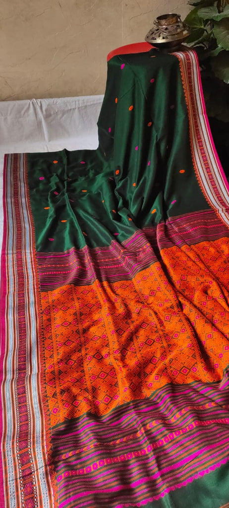 Zynah Pure Organic Khadi(140c) Jamdhani Saree; Custom Stitched/Ready-made Blouse, Fall, Petticoat; Shipping available USA, Worldwide