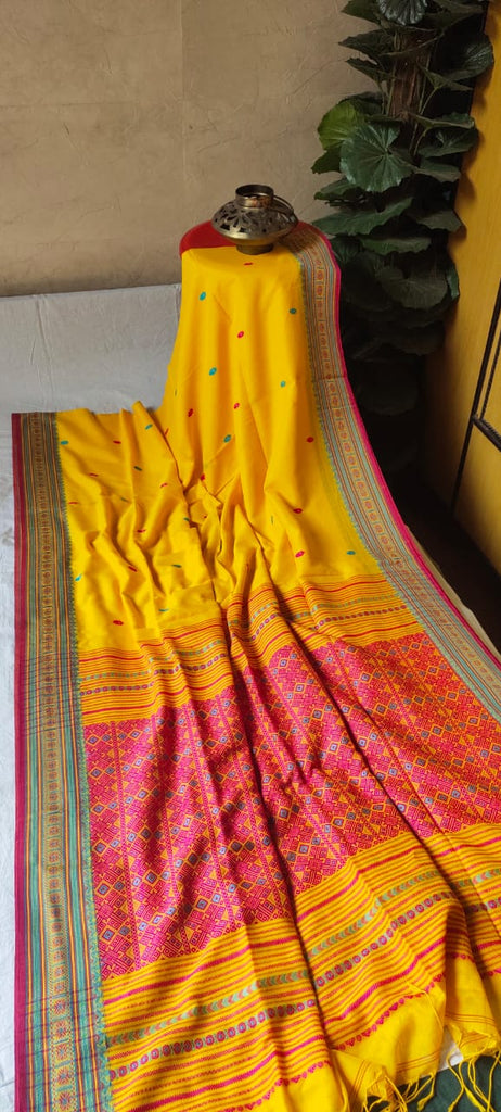 Zynah Pure Organic Khadi(140c) Jamdhani Saree; Custom Stitched/Ready-made Blouse, Fall, Petticoat; Shipping available USA, Worldwide