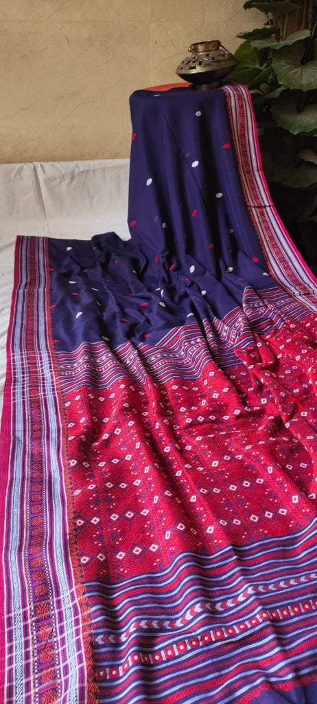 Zynah Pure Organic Khadi(140c) Jamdhani Saree; Custom Stitched/Ready-made Blouse, Fall, Petticoat; Shipping available USA, Worldwide