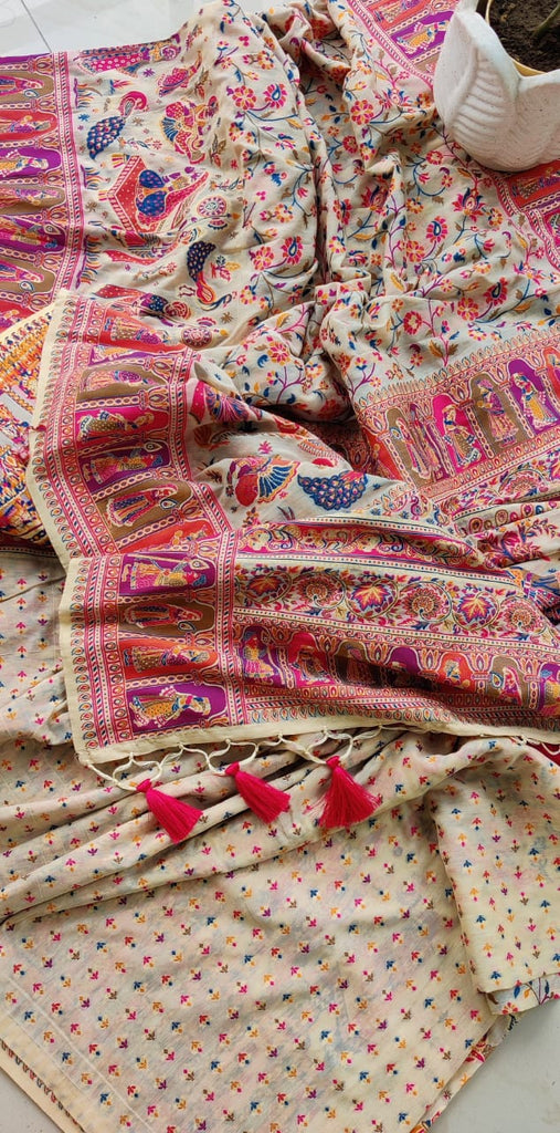 Zynah Pure Kani Silk Cotton Saree; Custom Stitched/Ready-made Blouse, Fall, Petticoat; Shipping available USA, Worldwide