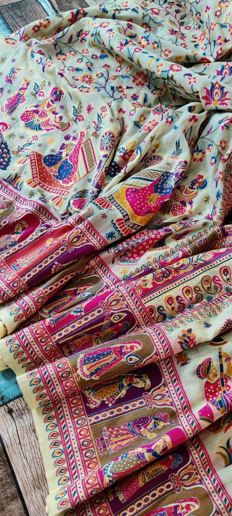 Zynah Pure Kani Silk Cotton Saree; Custom Stitched/Ready-made Blouse, Fall, Petticoat; Shipping available USA, Worldwide