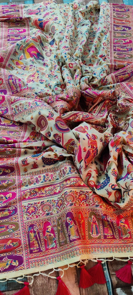 Zynah Pure Kani Silk Cotton Saree; Custom Stitched/Ready-made Blouse, Fall, Petticoat; Shipping available USA, Worldwide