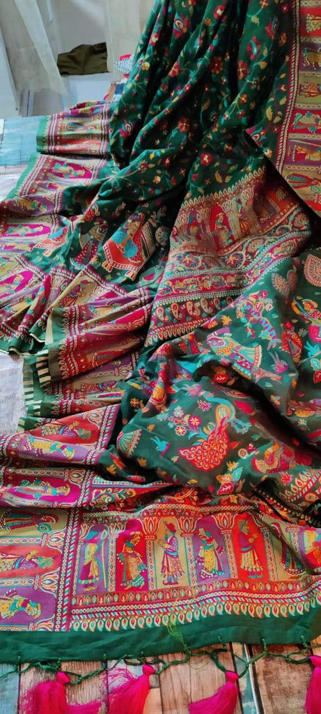Zynah Pure Kani Silk Cotton Saree with Vibrant Colour Weave; Custom Stitched/Ready-made Blouse, Fall, Petticoat; Shipping available USA, Worldwide