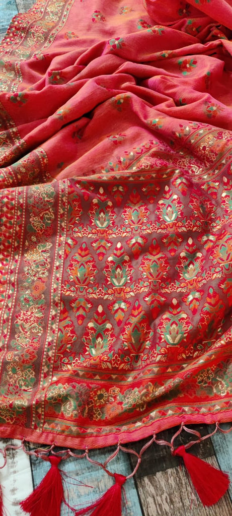 Zynah Pure Kani Silk Cotton Saree; Custom Stitched/Ready-made Blouse, Fall, Petticoat; Shipping available USA, Worldwide