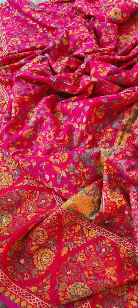 Zynah Pure Kani Silk Cotton Saree; Custom Stitched/Ready-made Blouse, Fall, Petticoat; Shipping available USA, Worldwide