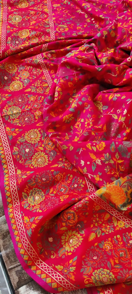 Zynah Pure Kani Silk Cotton Saree; Custom Stitched/Ready-made Blouse, Fall, Petticoat; Shipping available USA, Worldwide