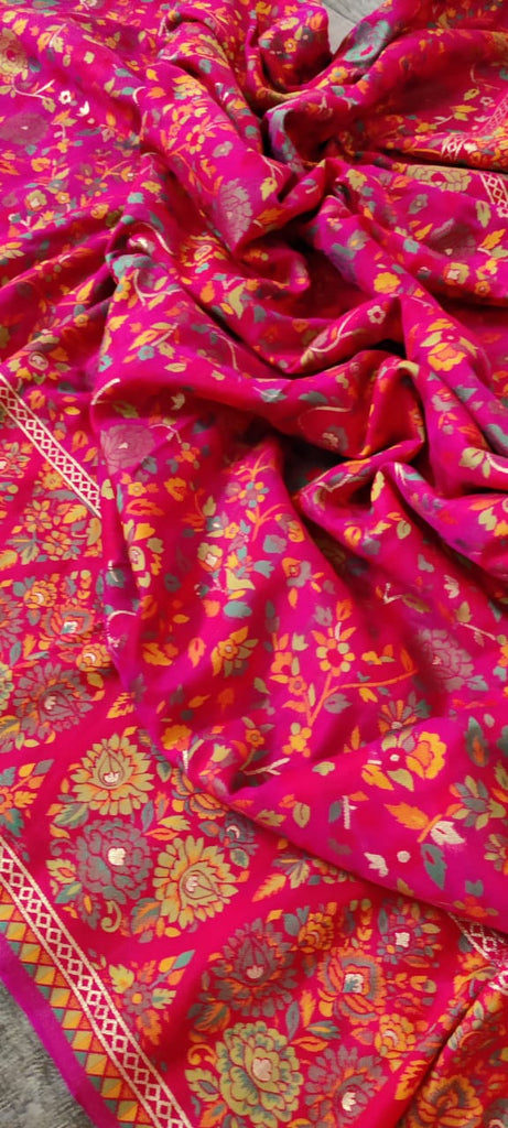Zynah Pure Kani Silk Cotton Saree; Custom Stitched/Ready-made Blouse, Fall, Petticoat; Shipping available USA, Worldwide