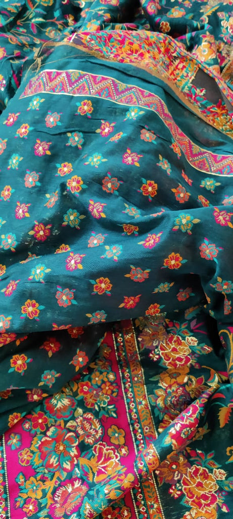 Zynah Pure Kani Silk Cotton Saree with Vibrant Colour Weave; Custom Stitched/Ready-made Blouse, Fall, Petticoat; Shipping available USA, Worldwide