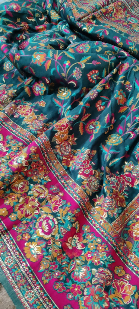 Zynah Pure Kani Silk Cotton Saree with Vibrant Colour Weave; Custom Stitched/Ready-made Blouse, Fall, Petticoat; Shipping available USA, Worldwide