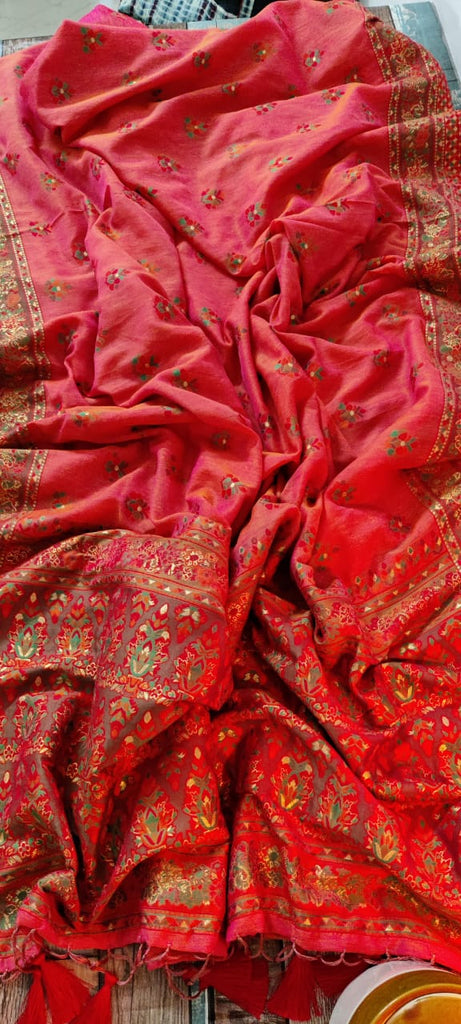 Zynah Pure Kani Silk Cotton Saree; Custom Stitched/Ready-made Blouse, Fall, Petticoat; Shipping available USA, Worldwide