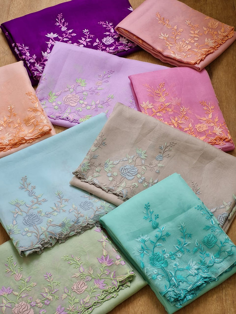 Zynah Pure Organza Saree with Cutwork & Embroidery; Custom Stitched/Ready-made Blouse, Fall, Petticoat; Shipping available USA, Worldwide