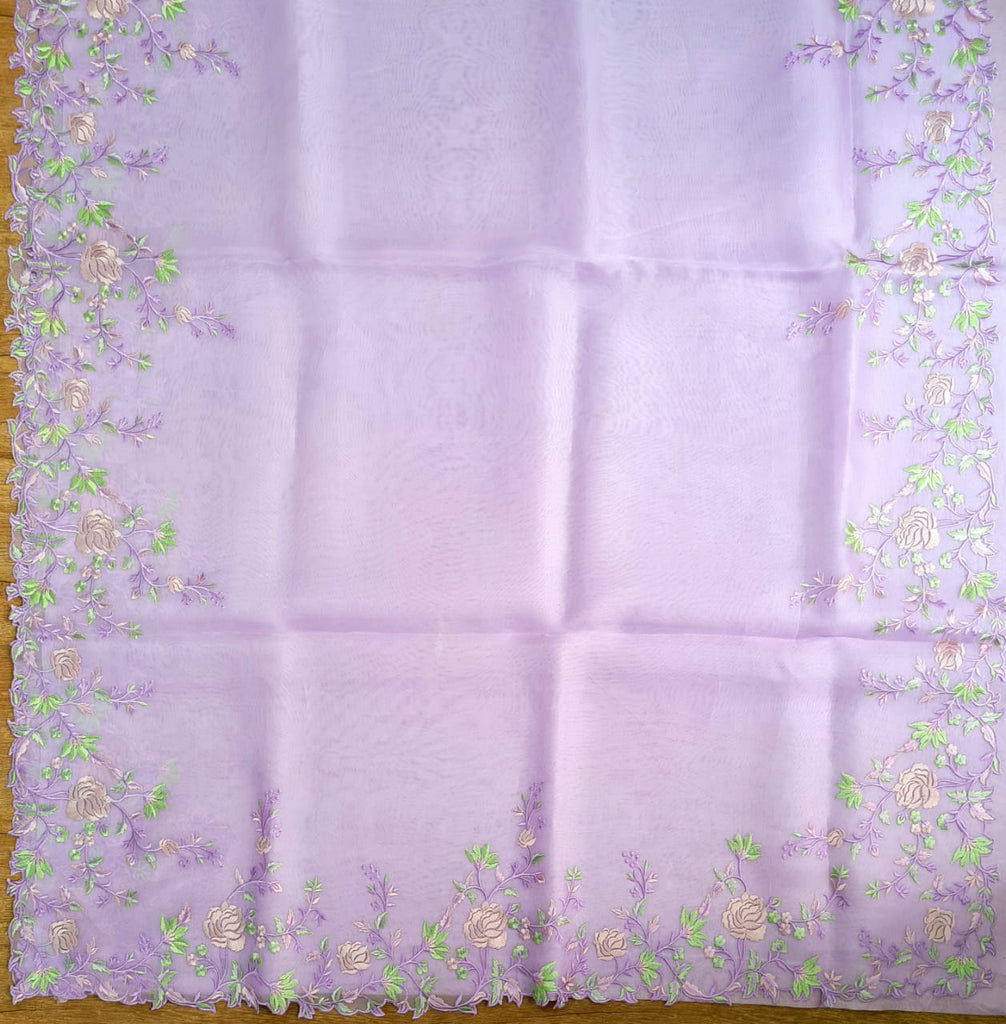Zynah Pure Organza Saree with Cutwork & Embroidery; Custom Stitched/Ready-made Blouse, Fall, Petticoat; Shipping available USA, Worldwide