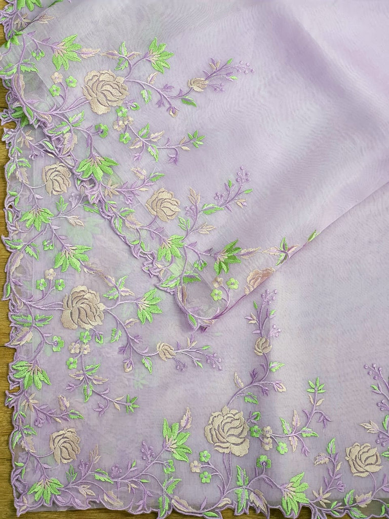 Zynah Pure Organza Saree with Cutwork & Embroidery; Custom Stitched/Ready-made Blouse, Fall, Petticoat; Shipping available USA, Worldwide