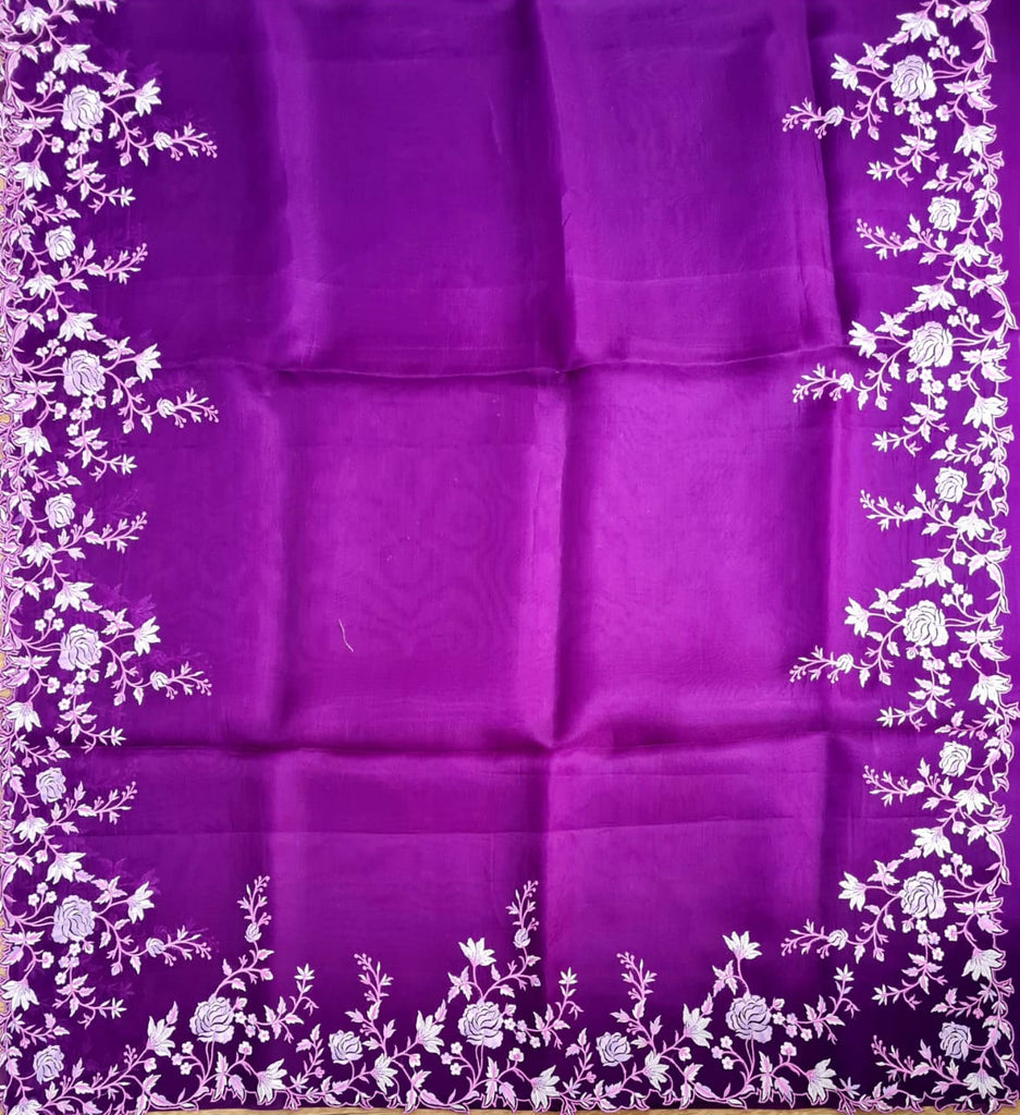 Zynah Pure Organza Saree with Cutwork & Embroidery; Custom Stitched/Ready-made Blouse, Fall, Petticoat; Shipping available USA, Worldwide