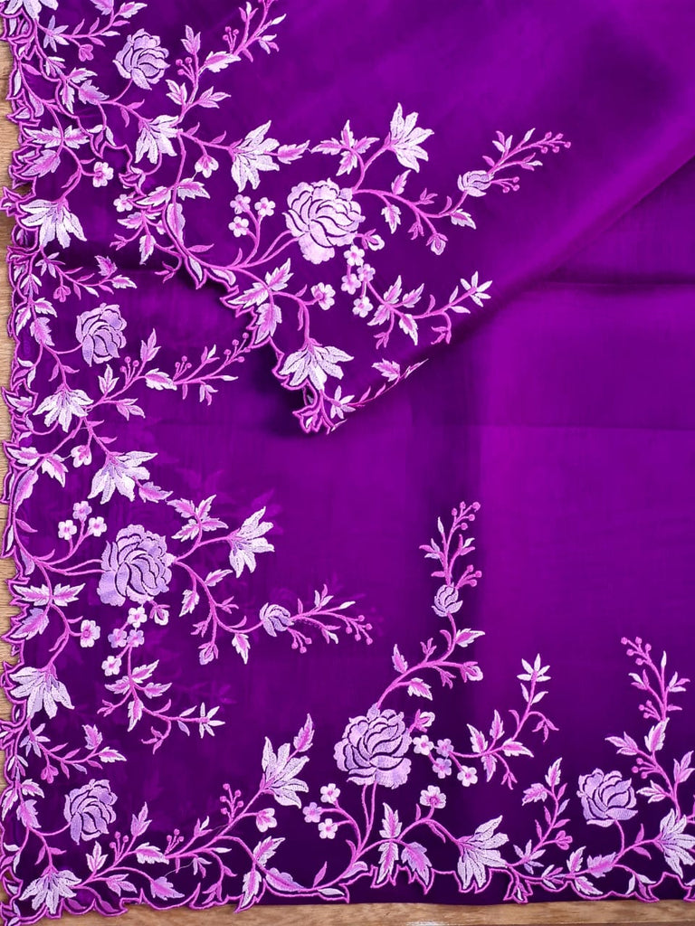 Zynah Pure Organza Saree with Cutwork & Embroidery; Custom Stitched/Ready-made Blouse, Fall, Petticoat; Shipping available USA, Worldwide