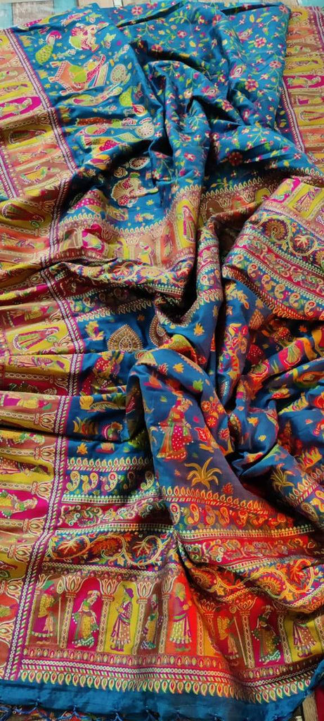 Zynah Pure Kani Silk Cotton Saree with Vibrant Colour Weave; Custom Stitched/Ready-made Blouse, Fall, Petticoat; Shipping available USA, Worldwide