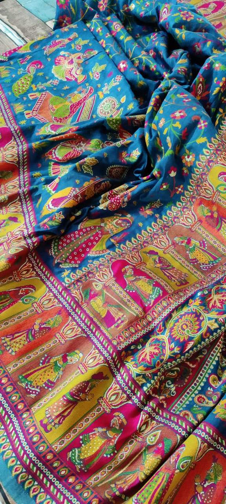Zynah Pure Kani Silk Cotton Saree with Vibrant Colour Weave; Custom Stitched/Ready-made Blouse, Fall, Petticoat; Shipping available USA, Worldwide