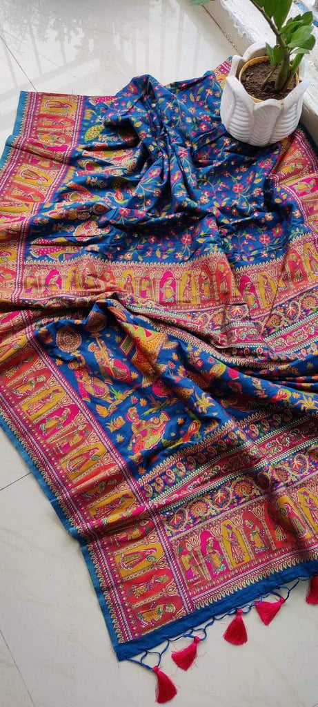 Zynah Pure Kani Silk Cotton Saree with Vibrant Colour Weave; Custom Stitched/Ready-made Blouse, Fall, Petticoat; Shipping available USA, Worldwide