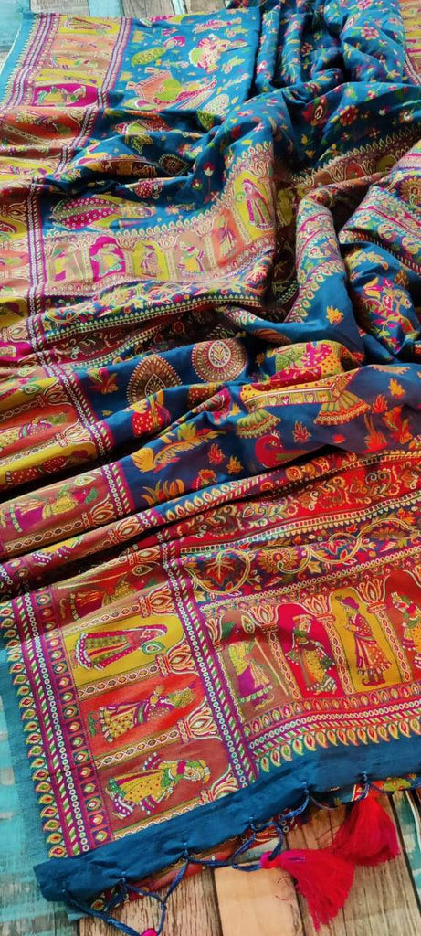 Zynah Pure Kani Silk Cotton Saree with Vibrant Colour Weave; Custom Stitched/Ready-made Blouse, Fall, Petticoat; Shipping available USA, Worldwide