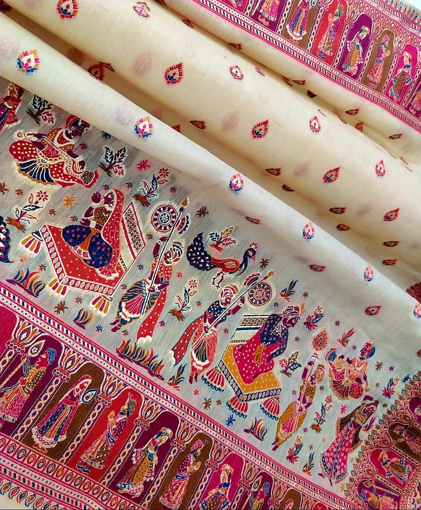Zynah Pure Kani Silk Cotton Saree; Custom Stitched/Ready-made Blouse, Fall, Petticoat; Shipping available USA, Worldwide