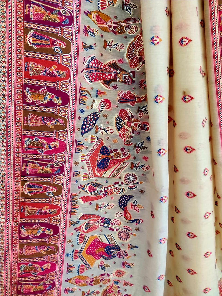Zynah Pure Kani Silk Cotton Saree; Custom Stitched/Ready-made Blouse, Fall, Petticoat; Shipping available USA, Worldwide
