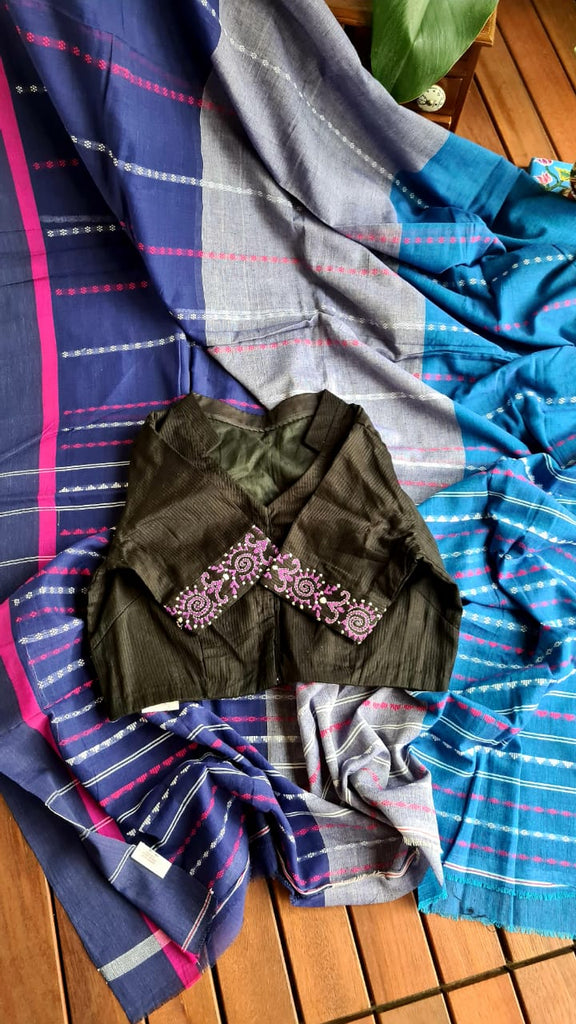 Zynah Cotton Begampuri Handwoven Saree with Readymade Blouse; Custom Stitched/Ready-made Blouse, Fall, Petticoat; Shipping available USA, Worldwide