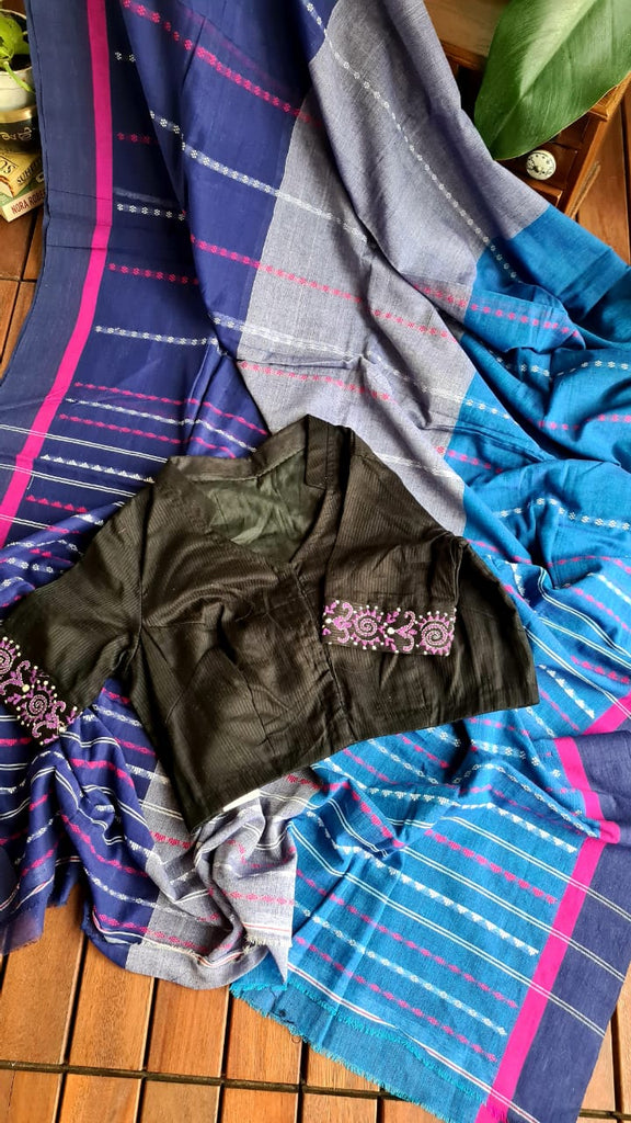 Zynah Cotton Begampuri Handwoven Saree with Readymade Blouse; Custom Stitched/Ready-made Blouse, Fall, Petticoat; Shipping available USA, Worldwide