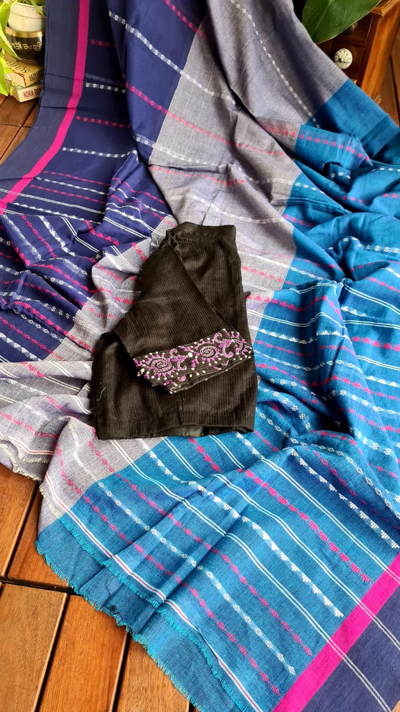 Zynah Cotton Begampuri Handwoven Saree with Readymade Blouse; Custom Stitched/Ready-made Blouse, Fall, Petticoat; Shipping available USA, Worldwide