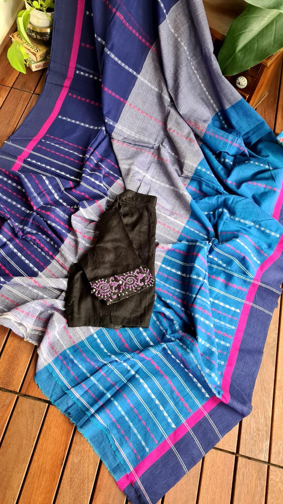 Zynah Cotton Begampuri Handwoven Saree with Readymade Blouse; Custom Stitched/Ready-made Blouse, Fall, Petticoat; Shipping available USA, Worldwide