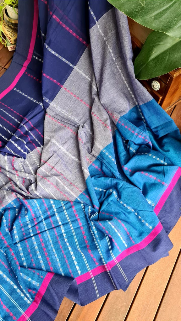 Zynah Cotton Begampuri Handwoven Saree with Readymade Blouse; Custom Stitched/Ready-made Blouse, Fall, Petticoat; Shipping available USA, Worldwide