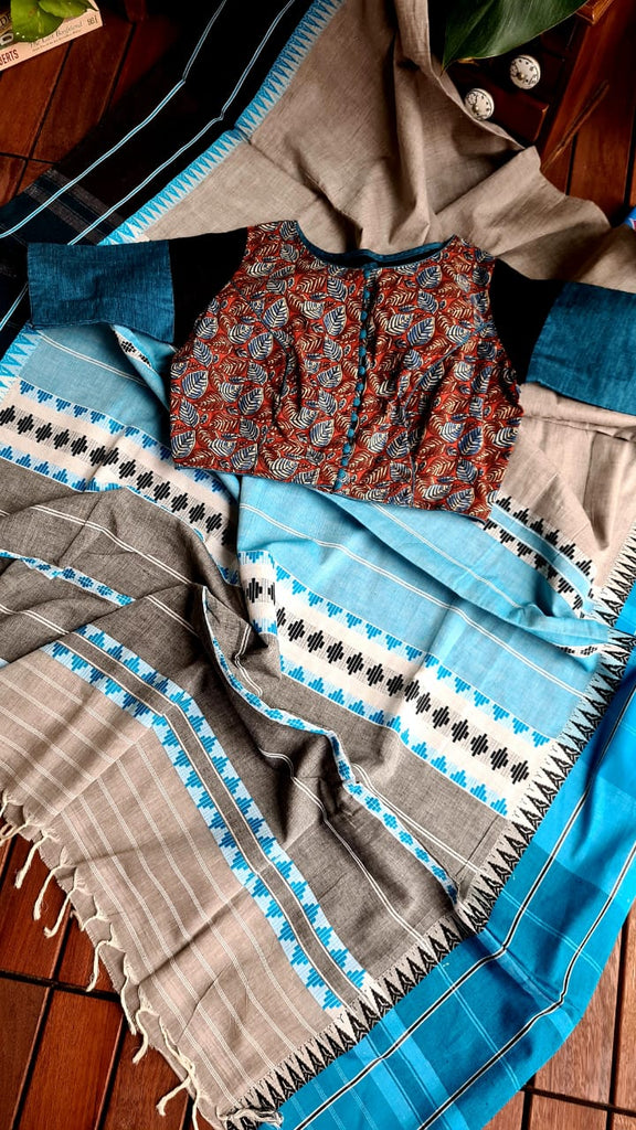 Zynah Cotton Begampuri Handwoven Saree with Readymade Blouse; Custom Stitched/Ready-made Blouse, Fall, Petticoat; Shipping available USA, Worldwide