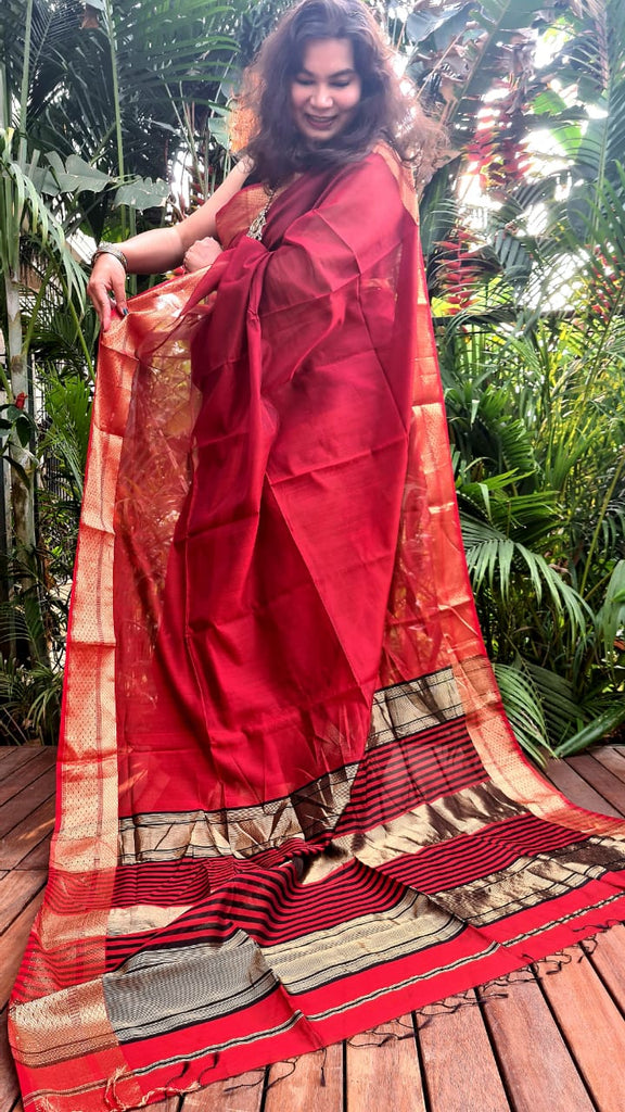 Zynah Pure Handloom Maheshwari Silk Cotton Saree with Contrast Blouse-piece; Custom Stitched/Ready-made Blouse, Fall, Petticoat; Shipping available USA, Worldwide