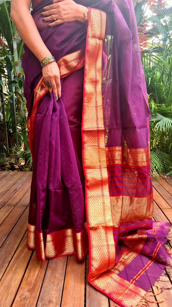 Zynah Pure Handloom Maheshwari Silk Cotton Saree with Contrast Blouse-piece; Custom Stitched/Ready-made Blouse, Fall, Petticoat; Shipping available USA, Worldwide