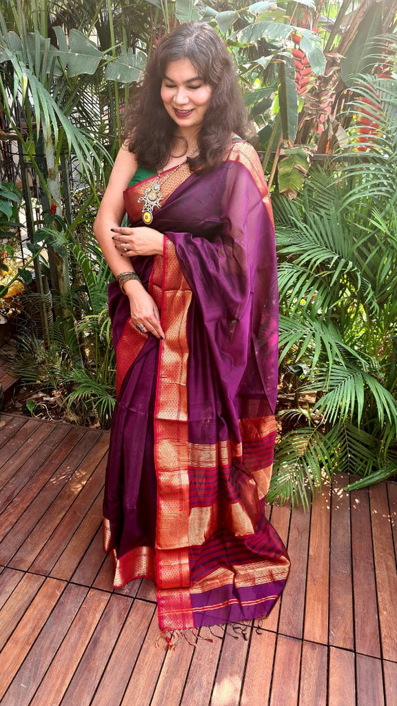 Zynah Pure Handloom Maheshwari Silk Cotton Saree with Contrast Blouse-piece; Custom Stitched/Ready-made Blouse, Fall, Petticoat; Shipping available USA, Worldwide