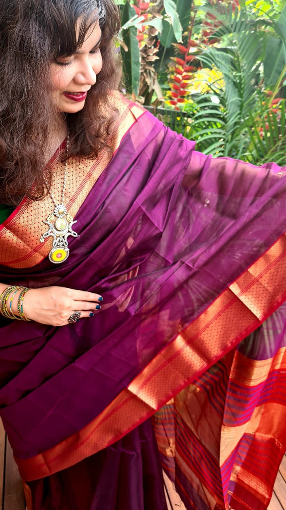 Zynah Pure Handloom Maheshwari Silk Cotton Saree with Contrast Blouse-piece; Custom Stitched/Ready-made Blouse, Fall, Petticoat; Shipping available USA, Worldwide