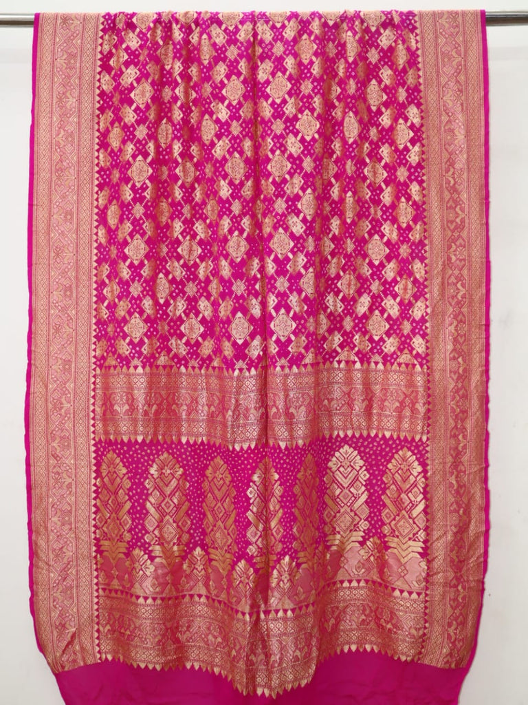 Zynah Khaddi Georgette Saree with Bandhani Prints, Antique Zari Weave; Custom Stitched/Ready-made Blouse, Fall, Petticoat; Shipping available USA, Worldwide