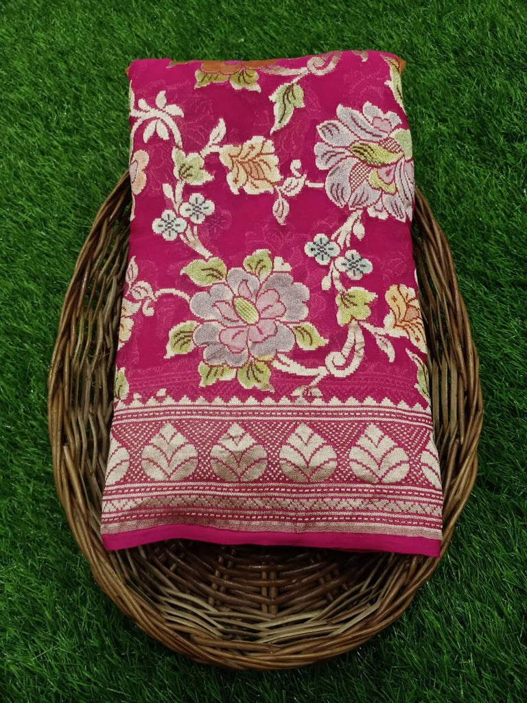 Zynah Pure Khaddi Georgette Saree with Handbrush Dye; Custom Stitched/Ready-made Blouse, Fall, Petticoat; Shipping available USA, Worldwide