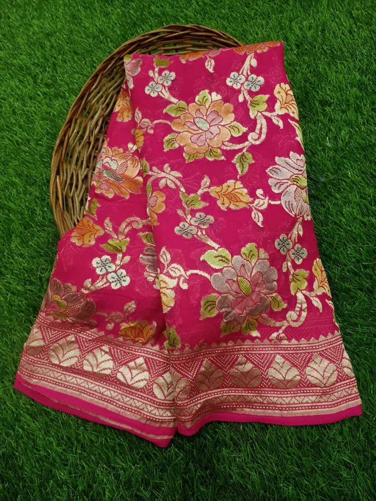 Zynah Pure Khaddi Georgette Saree with Handbrush Dye; Custom Stitched/Ready-made Blouse, Fall, Petticoat; Shipping available USA, Worldwide