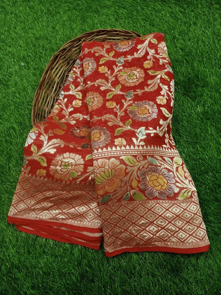 Zynah Pure Khaddi Georgette Saree with Handbrush Dye; Custom Stitched/Ready-made Blouse, Fall, Petticoat; Shipping available USA, Worldwide