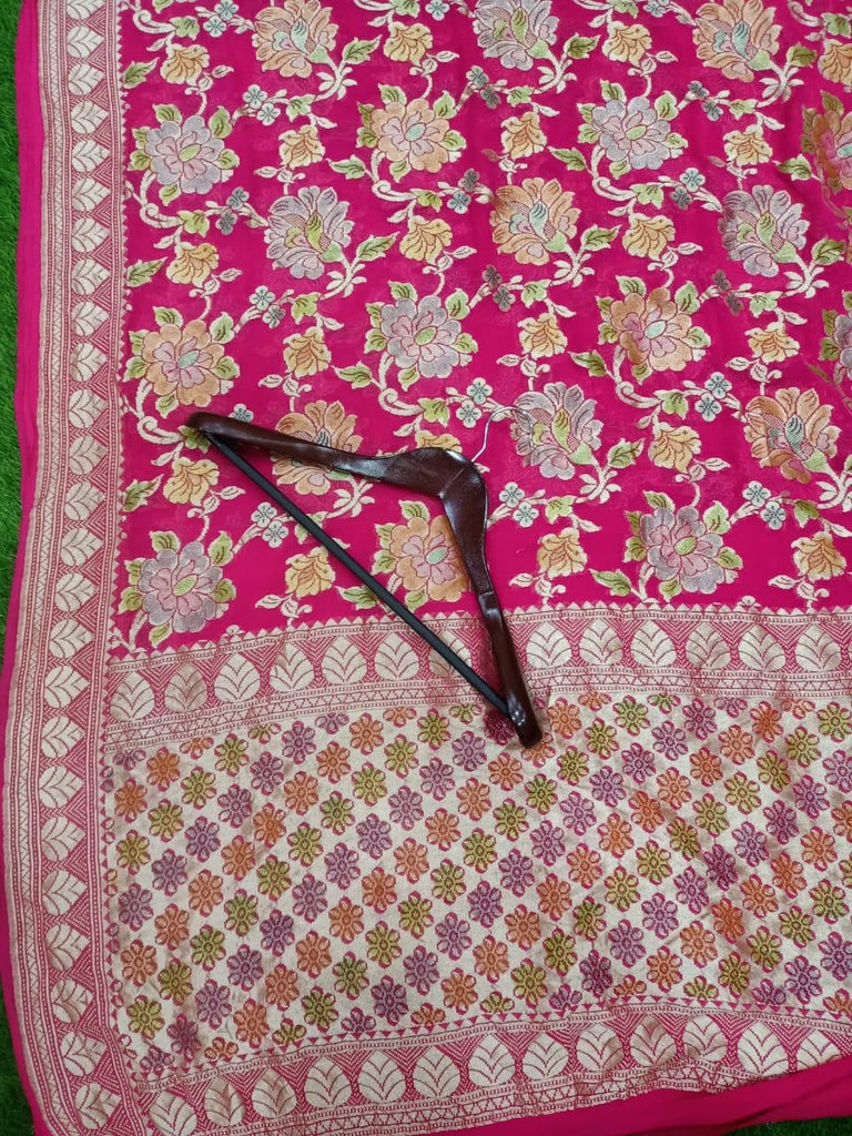 Zynah Pure Khaddi Georgette Saree with Handbrush Dye; Custom Stitched/Ready-made Blouse, Fall, Petticoat; Shipping available USA, Worldwide