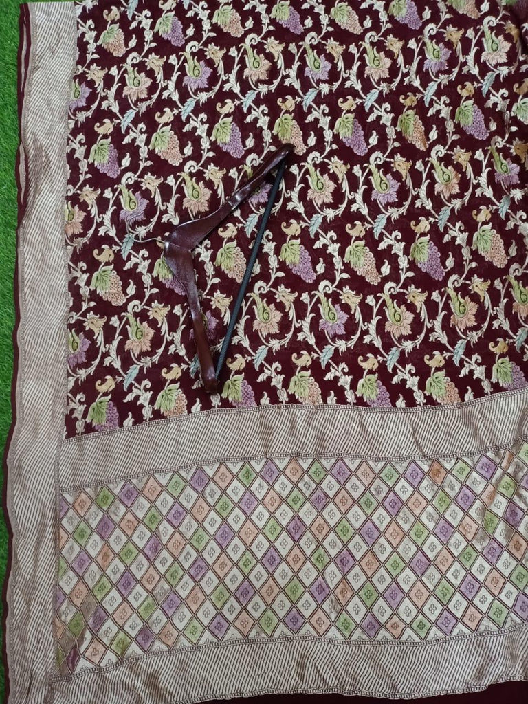 Zynah Pure Khaddi Georgette Saree with Handbrush Dye; Custom Stitched/Ready-made Blouse, Fall, Petticoat; Shipping available USA, Worldwide