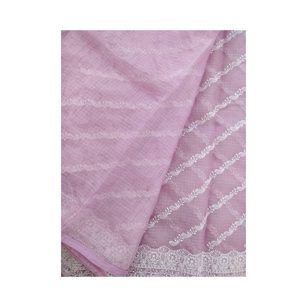 Zynah Pure Tussar Kota Silk Lehriya Style Saree with Chikankari Embroidery; Custom Stitched/Ready-made Blouse, Fall, Petticoat; Shipping available USA, Worldwide