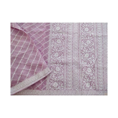 Zynah Pure Tussar Kota Silk Lehriya Style Saree with Chikankari Embroidery; Custom Stitched/Ready-made Blouse, Fall, Petticoat; Shipping available USA, Worldwide