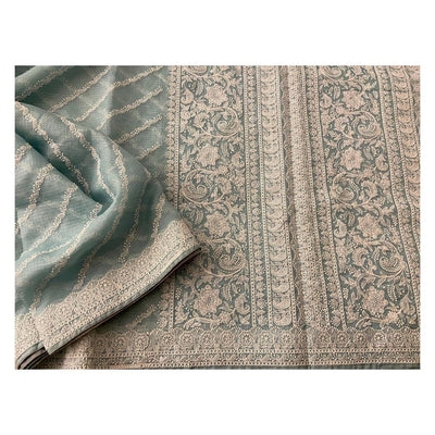 Zynah Pure Tussar Kota Silk Lehriya Style Saree with Chikankari Embroidery; Custom Stitched/Ready-made Blouse, Fall, Petticoat; Shipping available USA, Worldwide