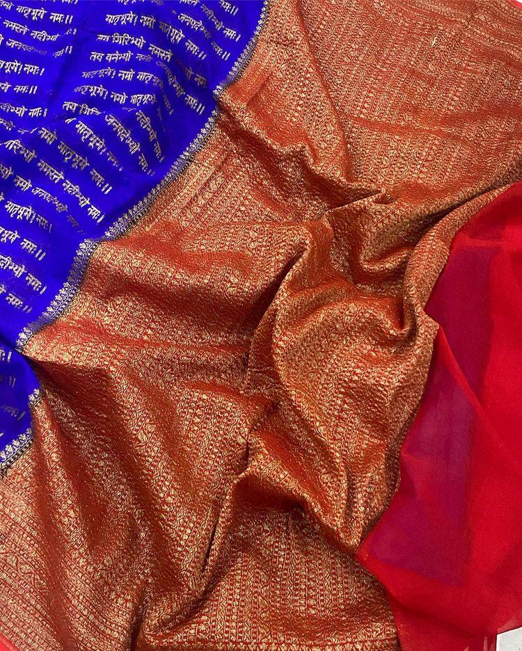 Zynah Pure Banarasi Woven Khaddi Georgette Saree with Antique Zari Weave; Custom Stitched/Ready-made Blouse, Fall, Petticoat; Shipping available USA, Worldwide