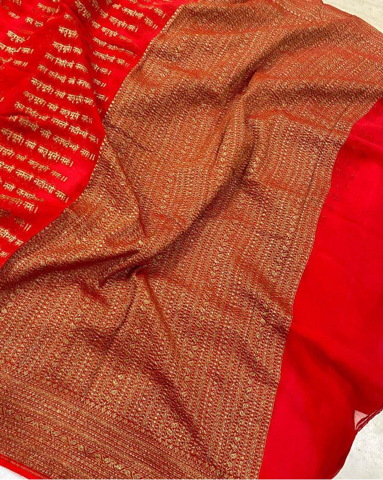Zynah Pure Banarasi Woven Khaddi Georgette Saree with Antique Zari Weave; Custom Stitched/Ready-made Blouse, Fall, Petticoat; Shipping available USA, Worldwide