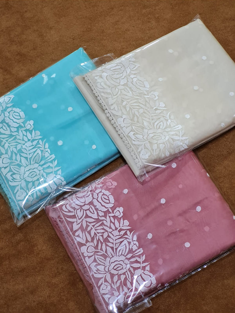 Zynah Pure Organza Handcrafted Saree with Parsi Inspired Embroidery & Crochet Lace; Custom Stitched/Ready-made Blouse, Fall, Petticoat; Shipping available USA, Worldwide