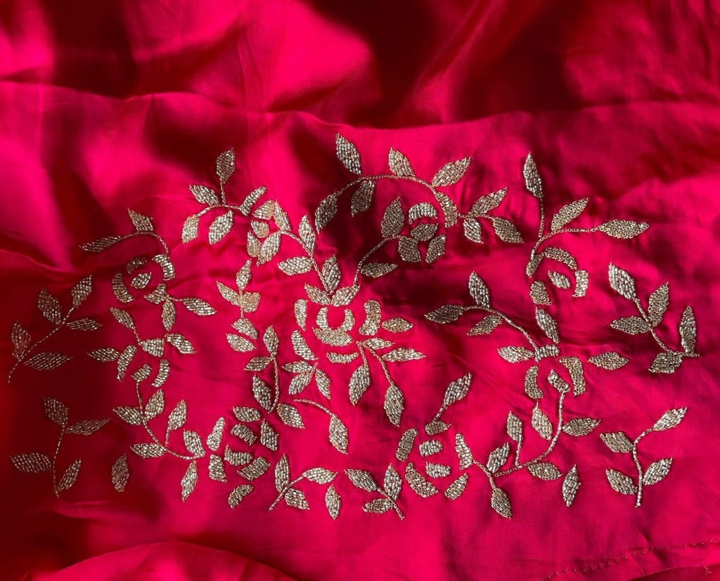 Zynah Organza Silk Saree with Cut-dana Work, Beads Work; Custom Stitched/Ready-made Blouse, Fall, Petticoat; Shipping available USA, Worldwide