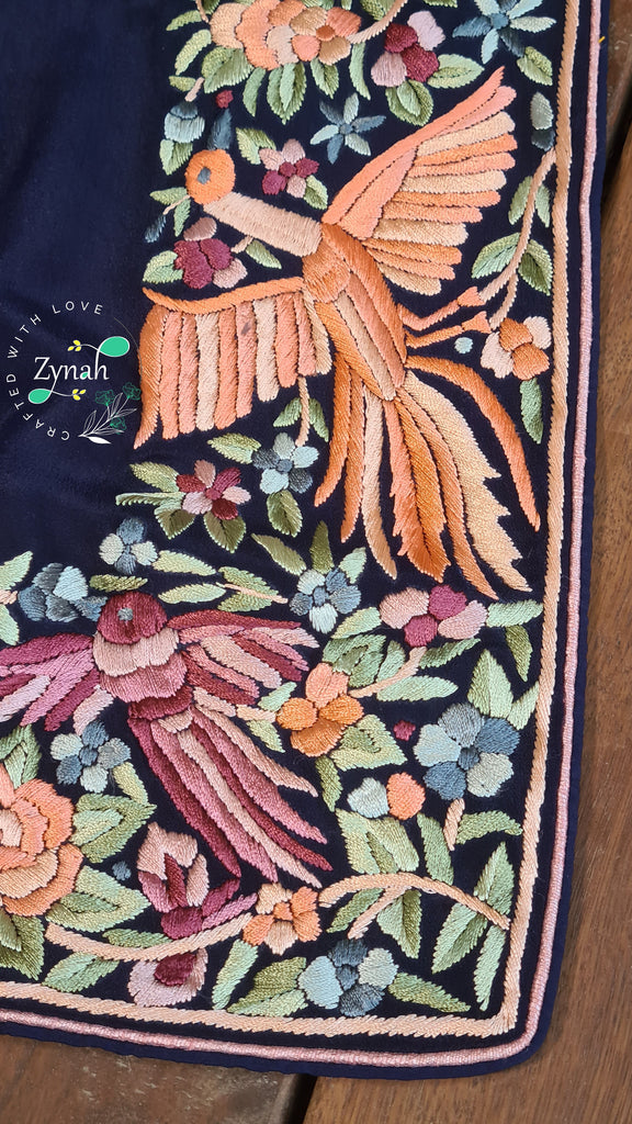 Zynah Made to Order Pure Crepe Silk Parsi Gara Handcrafted Saree; Custom Stitched/Ready-made Blouse, Fall, Petticoat; Shipping available USA, Worldwide